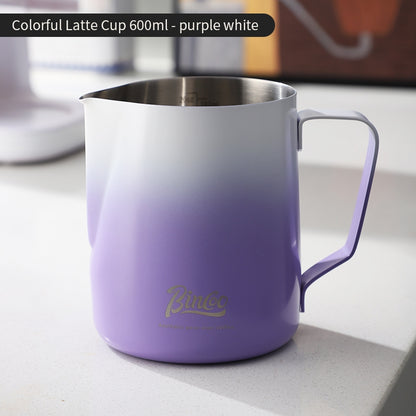 BINCOO Coffee Pull Flower Vat Coffee Cylinder Stainless Steel Milk Frothing Cylinder Milk Frothing Cups 350ML/600ML