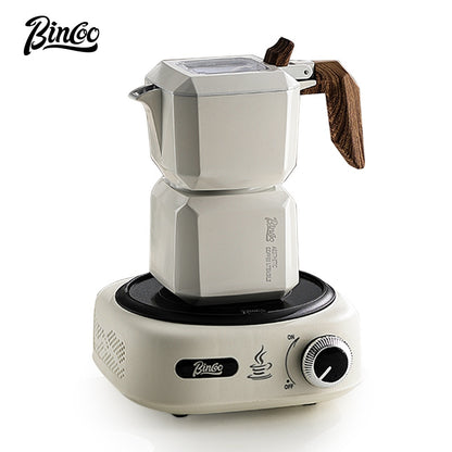 【Exhibition】Expo Presale - Pick Up On-Site BINCOO Double Valve Moka Pot  with Electric Ceramic Stove Set Household Small Italian Hand Grinding Coffee Machine Coffee Utensil Set 2Cups