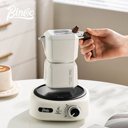 BINCOO Double Valve Moka Pot  with Electric Ceramic Stove Set Household Small Italian Hand Grinding Coffee Machine Coffee Utensil Set 2Cups