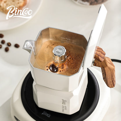 BINCOO Double Valve Moka Pot  with Electric Ceramic Stove Set Household Small Italian Hand Grinding Coffee Machine Coffee Utensil Set 2Cups