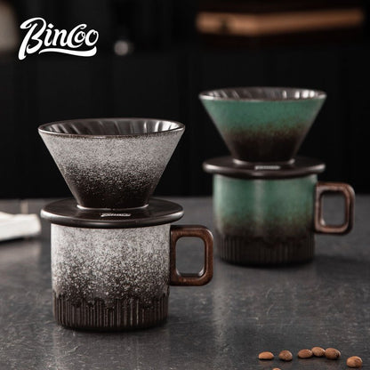 BINCOO Hand Brewed Coffee Pot Set Ceramic Filter Cup Sharing Pot Home Hand Grinder Coffee Machine Coffee Utensil Set