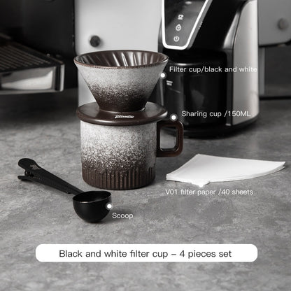 BINCOO Hand Brewed Coffee Pot Set Ceramic Filter Cup Sharing Pot Home Hand Grinder Coffee Machine Coffee Utensil Set