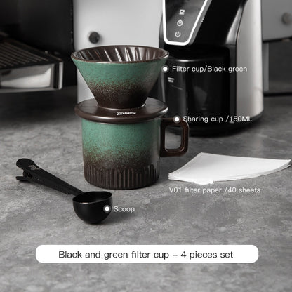 BINCOO Hand Brewed Coffee Pot Set Ceramic Filter Cup Sharing Pot Home Hand Grinder Coffee Machine Coffee Utensil Set