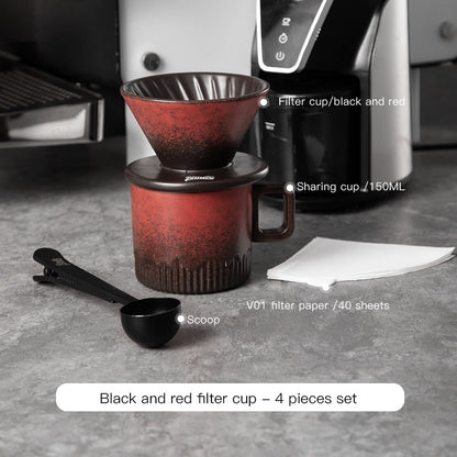 BINCOO Hand Brewed Coffee Pot Set Ceramic Filter Cup Sharing Pot Home Hand Grinder Coffee Machine Coffee Utensil Set