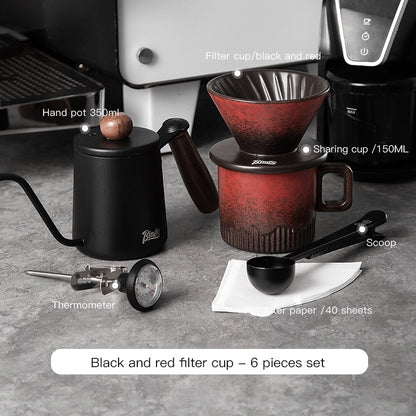 BINCOO Hand Brewed Coffee Pot Set Ceramic Filter Cup Sharing Pot Home Hand Grinder Coffee Machine Coffee Utensil Set