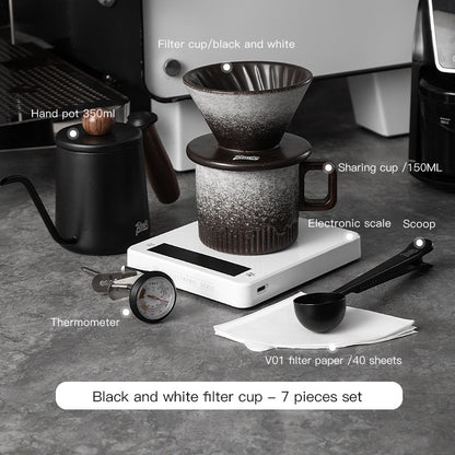 BINCOO Hand Brewed Coffee Pot Set Ceramic Filter Cup Sharing Pot Home Hand Grinder Coffee Machine Coffee Utensil Set