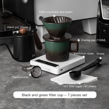 BINCOO Hand Brewed Coffee Pot Set Ceramic Filter Cup Sharing Pot Home Hand Grinder Coffee Machine Coffee Utensil Set