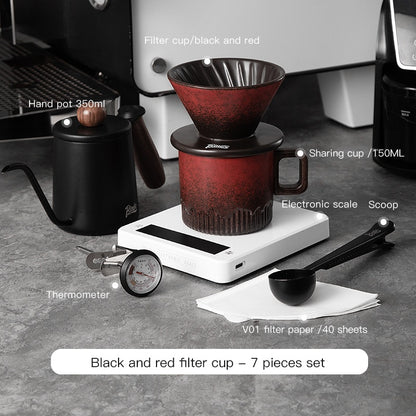 BINCOO Hand Brewed Coffee Pot Set Ceramic Filter Cup Sharing Pot Home Hand Grinder Coffee Machine Coffee Utensil Set