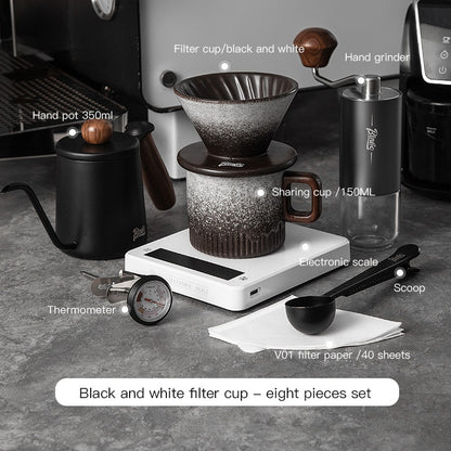 BINCOO Hand Brewed Coffee Pot Set Ceramic Filter Cup Sharing Pot Home Hand Grinder Coffee Machine Coffee Utensil Set