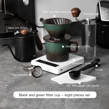 BINCOO Hand Brewed Coffee Pot Set Ceramic Filter Cup Sharing Pot Home Hand Grinder Coffee Machine Coffee Utensil Set