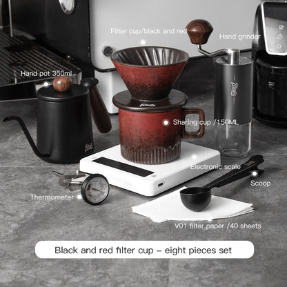 BINCOO Hand Brewed Coffee Pot Set Ceramic Filter Cup Sharing Pot Home Hand Grinder Coffee Machine Coffee Utensil Set