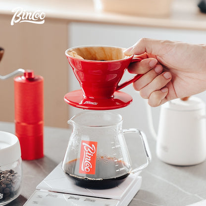 BINCOO Hand Brewed Coffee Pot Set Household Ceramic Filter Cup Coffee Sharing Pot Coffee Manual Grinder Coffee Equipment