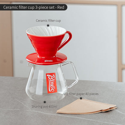 BINCOO Hand Brewed Coffee Pot Set Household Ceramic Filter Cup Coffee Sharing Pot Coffee Manual Grinder Coffee Equipment