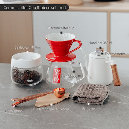 BINCOO Hand Brewed Coffee Pot Set Household Ceramic Filter Cup Coffee Sharing Pot Coffee Manual Grinder Coffee Equipment