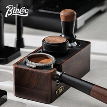 BINCOO Coffee Machine Handle Filling Bracket Walnut Tamping Powder Storage Base Powder Distributor and Tamper Set Coffee Utensils 51MM/58MM