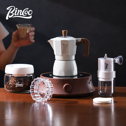 BINCOO Moka Pot with Electric Ceramic Stove Household Small Espresso Coffee Grinder Set for Office Outdoor 2Cups