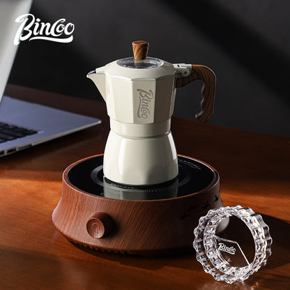 BINCOO Moka Pot with Electric Ceramic Stove Household Small Espresso Coffee Grinder Set for Office Outdoor 2Cups