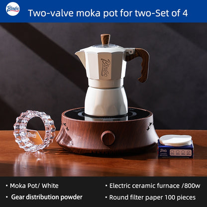 BINCOO Moka Pot with Electric Ceramic Stove Household Small Espresso Coffee Grinder Set for Office Outdoor 2Cups