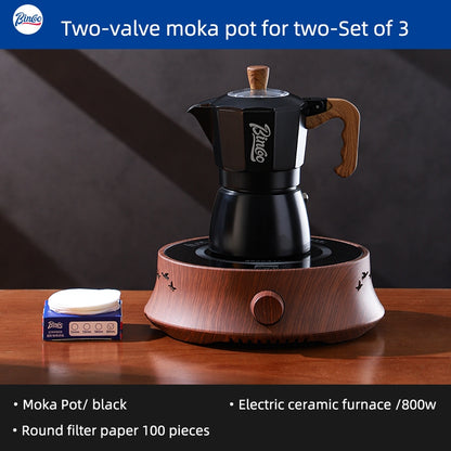 BINCOO Moka Pot with Electric Ceramic Stove Household Small Espresso Coffee Grinder Set for Office Outdoor 2Cups