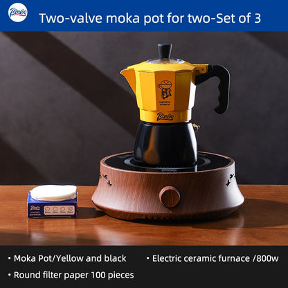BINCOO Moka Pot with Electric Ceramic Stove Household Small Espresso Coffee Grinder Set for Office Outdoor 2Cups