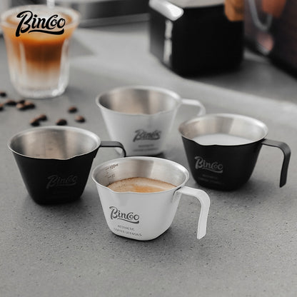 BINCOO Espresso Measuring Cup 304 Stainless Steel Ounce Cup Extraction Cup with Scale Milk Cup 100ML