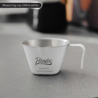 BINCOO Espresso Measuring Cup 304 Stainless Steel Ounce Cup Extraction Cup with Scale Milk Cup 100ML