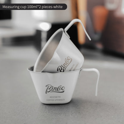BINCOO Espresso Measuring Cup 304 Stainless Steel Ounce Cup Extraction Cup with Scale Milk Cup 100ML