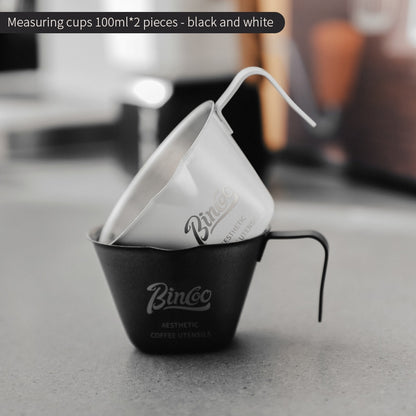 BINCOO Espresso Measuring Cup 304 Stainless Steel Ounce Cup Extraction Cup with Scale Milk Cup 100ML