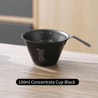 BINCOO Espresso Measuring Cup 304 Stainless Steel Ounce Cup Extraction Cup with Scale Milk Cup 100ML