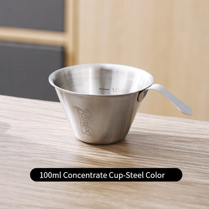 BINCOO Espresso Measuring Cup 304 Stainless Steel Ounce Cup Extraction Cup with Scale Milk Cup 100ML