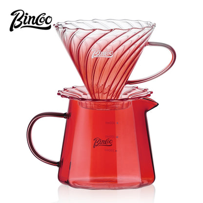 BINCOO Hand-brewed Coffee Pot Set Glass Sharing Pot with Filter Cup V60 Manual Coffee Grinder Coffee Utensil Set 500ML/700ML