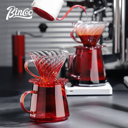 BINCOO Hand-brewed Coffee Pot Set Glass Sharing Pot with Filter Cup V60 Manual Coffee Grinder Coffee Utensil Set 500ML/700ML