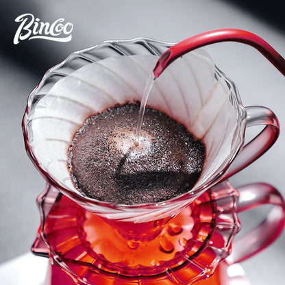 BINCOO Hand-brewed Coffee Pot Set Glass Sharing Pot with Filter Cup V60 Manual Coffee Grinder Coffee Utensil Set 500ML/700ML