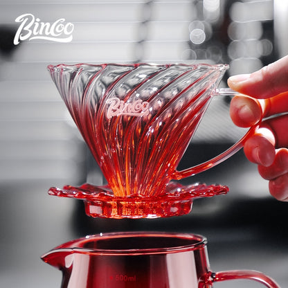 BINCOO Hand-brewed Coffee Pot Set Glass Sharing Pot with Filter Cup V60 Manual Coffee Grinder Coffee Utensil Set 500ML/700ML
