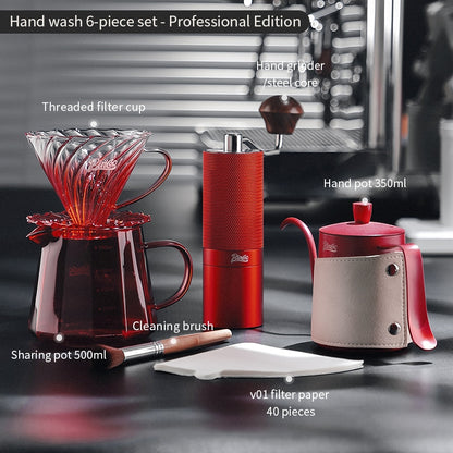BINCOO Hand-brewed Coffee Pot Set Glass Sharing Pot with Filter Cup V60 Manual Coffee Grinder Coffee Utensil Set 500ML/700ML