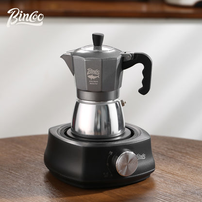 BINCOO Double-valve Moka Pot with Electric Stove Coffee Pot Household Small Manual Grinder Italian Coffee Set for Office Outdoor 2Cups