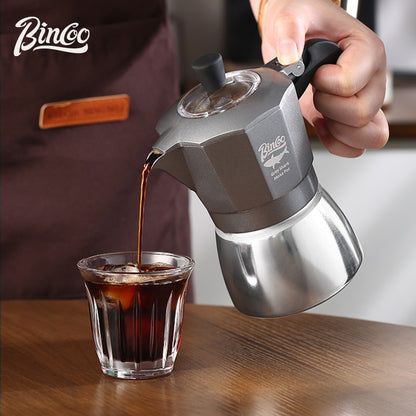 BINCOO Double-valve Moka Pot with Electric Stove Coffee Pot Household Small Manual Grinder Italian Coffee Set for Office Outdoor 2Cups