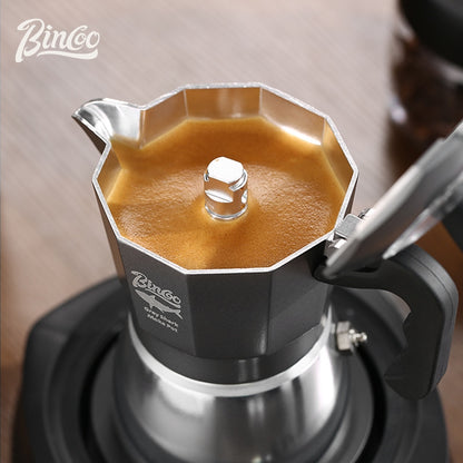 BINCOO Double-valve Moka Pot with Electric Stove Coffee Pot Household Small Manual Grinder Italian Coffee Set for Office Outdoor 2Cups