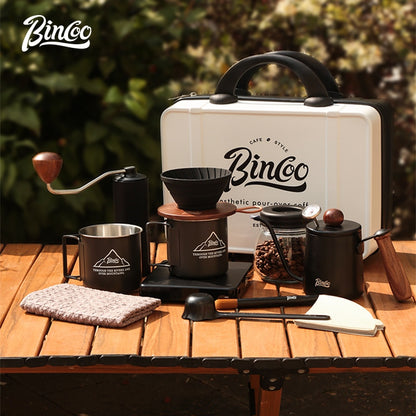 BINCOO Coffee Suitcase Hand-brewed Coffee Set Coffee Grinder Coffee Machine Set Portable Storage Box  for Outdoor Travel