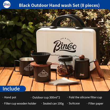 BINCOO Coffee Suitcase Hand-brewed Coffee Set Coffee Grinder Coffee Machine Set Portable Storage Box  for Outdoor Travel
