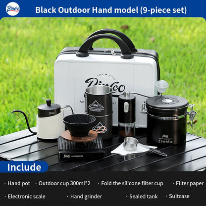 BINCOO Coffee Suitcase Hand-brewed Coffee Set Coffee Grinder Coffee Machine Set Portable Storage Box  for Outdoor Travel