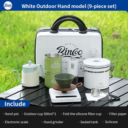 BINCOO Coffee Suitcase Hand-brewed Coffee Set Coffee Grinder Coffee Machine Set Portable Storage Box  for Outdoor Travel