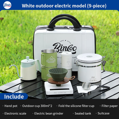 BINCOO Coffee Suitcase Hand-brewed Coffee Set Coffee Grinder Coffee Machine Set Portable Storage Box  for Outdoor Travel