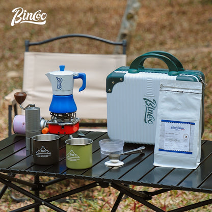 BINCOO Coffee Suitcase Hand-brewed Coffee Storage Bag Moka Pot Grinder Storage Bag Portable and Large Capacity for Outdoor Camping Travel