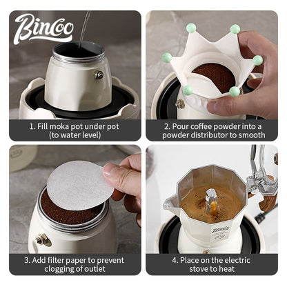BINCOO Double-valve Moka Pot Household Small Coffee Pot Espresso Machine Set Coffee Utensils 2Cups