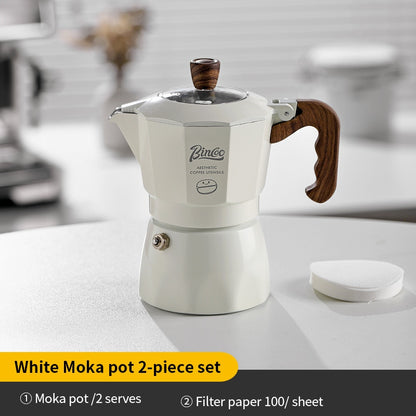 BINCOO Double-valve Moka Pot Household Small Coffee Pot Espresso Machine Set Coffee Utensils 2Cups