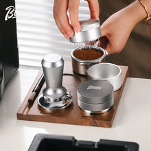 BINCOO Walnut Coffee Work Board Powder Press Base Set Coffee Machine Handle Filling Cloth Powder Storage Base 51MM/58MM