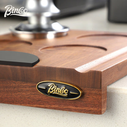 BINCOO Walnut Coffee Work Board Powder Press Base Set Coffee Machine Handle Filling Cloth Powder Storage Base 51MM/58MM
