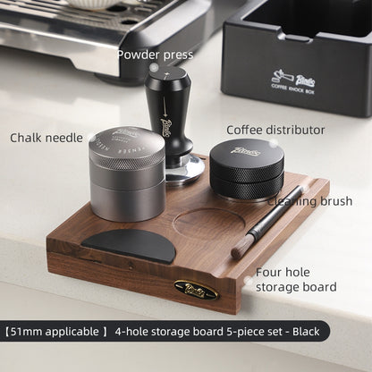 BINCOO Walnut Coffee Work Board Powder Press Base Set Coffee Machine Handle Filling Cloth Powder Storage Base 51MM/58MM