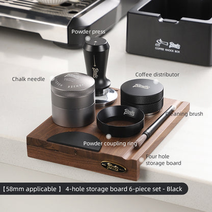 BINCOO Walnut Coffee Work Board Powder Press Base Set Coffee Machine Handle Filling Cloth Powder Storage Base 51MM/58MM